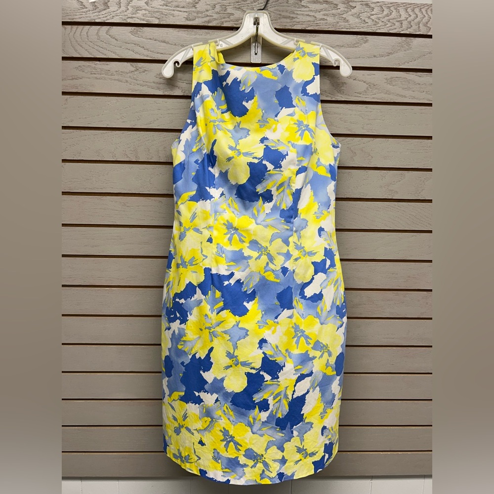 Chadwicks Blue and Yellow Floral Midi Dress